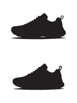 Stylish black silhouette of two running shoes vector