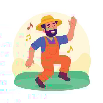 A Farmer dancing happily during the joyful harvest season cultural festival. vector
