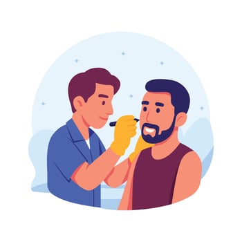 Flat illustration of a man designing tribal tattoos during a cultural art festival,. vector