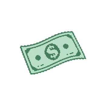 Pixelated currency illustration on a transparent canvas evoking digital finance and retro gaming png