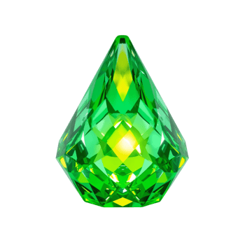 Brilliant emerald gemstone radiating luminous light on an isolated transparent setting showcasing png