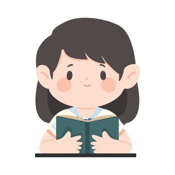 Illustration of Girl Reading a Book vector
