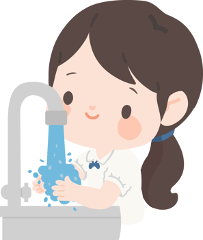 A girl washing her hands in a sink png