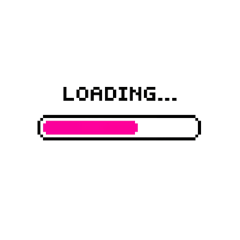 Futuristic pixelated loading bar sequence animation symbolizing digital progress on transparent png
