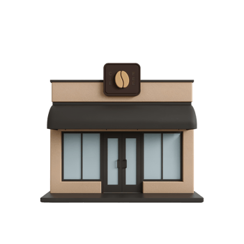 Charming 3D Coffee Shop Facade with a Modern Minimalist Design Isolated on Transparent Background png