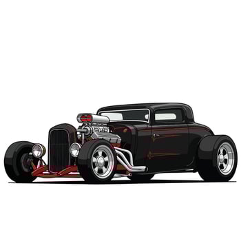 Black Hot Rod Coupe with Red Accents. vector