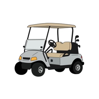 Cartoon Golf Cart with Beige Canopy. vector