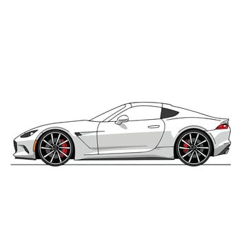 Sleek Silver Sports Car Side Profile Illustration. vector