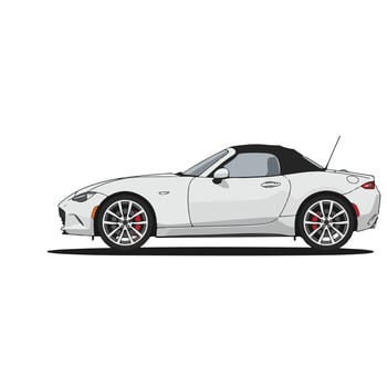 Sleek White Convertible Sports Car Side Profile Illustration. vector