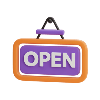 Purple open signage png
