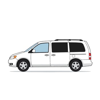 White Minivan Illustration with Side View and Details. vector