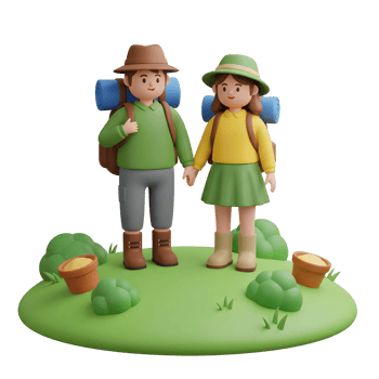 Cartoon hikers trip png