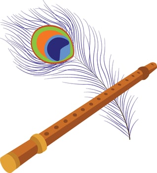 Flute and peacock feather art vector