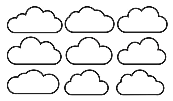 Line Art Set Cloud Design Element. vector