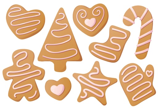 set of gingerbread cookies illustrations vector