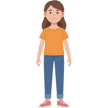 Casual Standing Young Woman Illustration png
