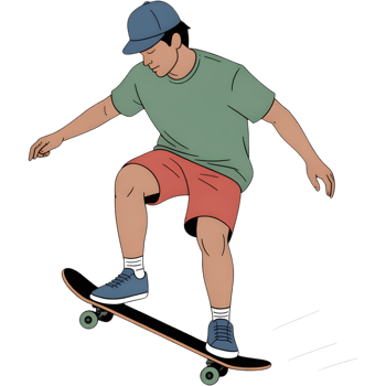 Teenager Performing Skateboard Trick png