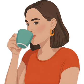 Woman Drinking Hot Beverage Illustration png