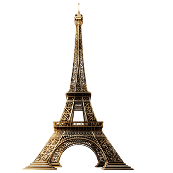 Golden Eiffel Tower majestic landmark iconic structure France png