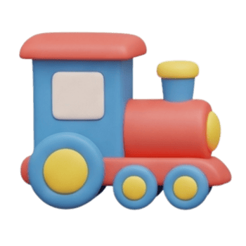Toy train engine with blue and red colors png