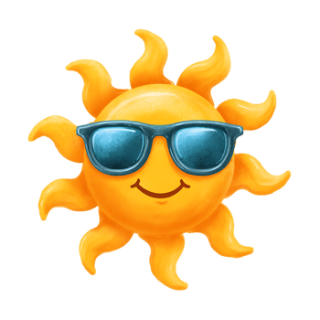 Happy sun wearing sunglasses summer fun png