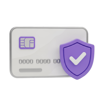Credit card with security shield isolated on transparent background for secure payments png