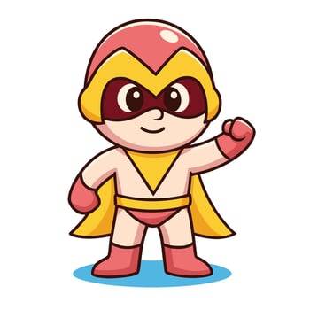 A cartoon superhero in a red and pink costume vector