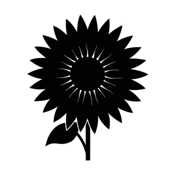 Sunflower Silhouette in Flat Artistic Sharp Style Isolated on White Background vector