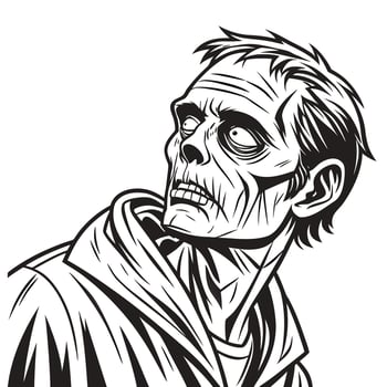 Bold Sketch Portrait of a Zombie vector