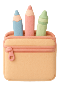 School supplies pencil case with crayons on transparent background png