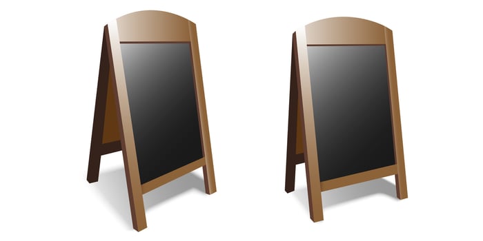 Wooden chalkboard signs displayed outdoors vector