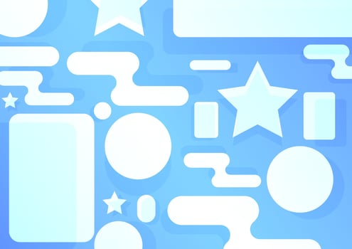 Abstract Blue Background with White Geometric Shapes and Stars. vector