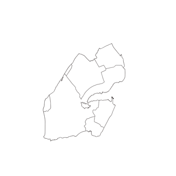Art of outline map of djibouti with internal regions, isolated on transparent background png