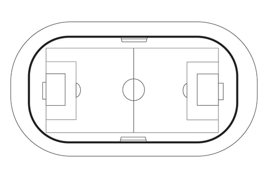 Minimal outline of a football soccer field top view. vector