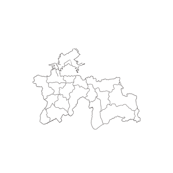 Art of outline map of tajikistan with administrative divisions isolated on transparent background png