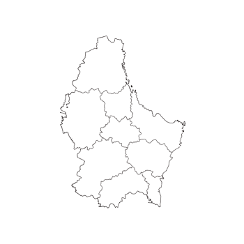 Art of outline map of luxembourg, highlighting its regions and administrative divisions, isolated on transparent background png