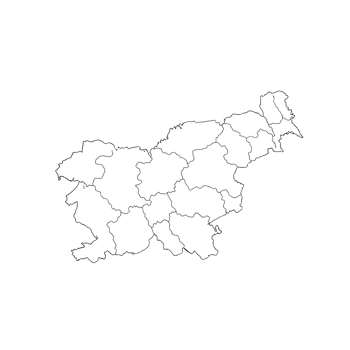 Art of outline map of slovenia with administrative divisions, isolated on transparent background png