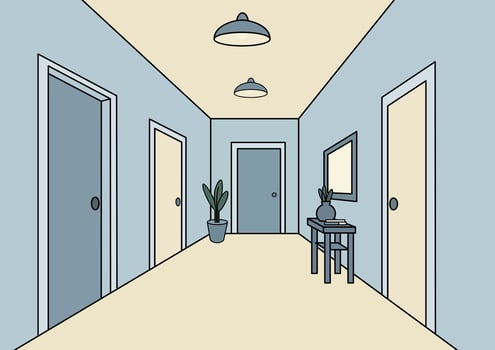 hallway in blue tones vector