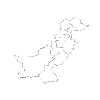 Art of outline map of pakistan showing administrative divisions, isolated on transparent background png