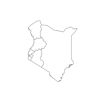 Art of outline map of kenya with internal administrative divisions, isolated on transparent background png