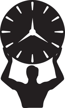 Strong Man Lifting Giant Clock Time Management Concept Design vector