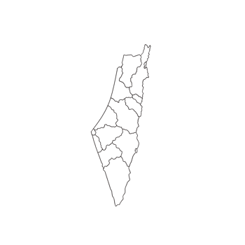 Art of outline map of palestine with internal administrative divisions, isolated on a transparent background png