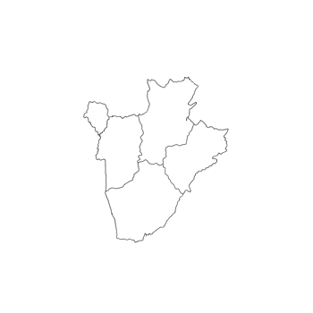 Art of outline map of burundi with its administrative divisions isolated on transparent background png