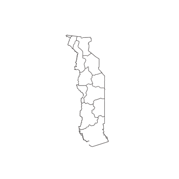 Art of outline map of togo with its administrative divisions isolated on transparent background png