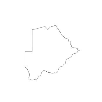Art of outline map of botswana showing its borders and shape, isolated on transparent background png