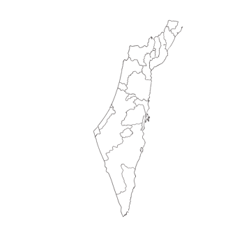 Art of outline map of israel and palestine with internal administrative divisions, isolated on transparent background png