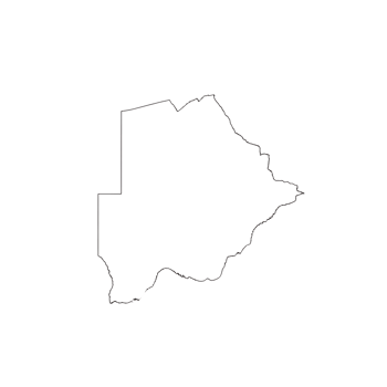 Art of outline map of botswana showing its administrative divisions, isolated on transparent background png