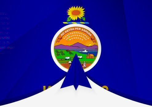 Kansas Flag with Abstract Paper Airplane Design, National Flag in a geometric folded paper style. vector