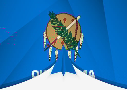 Oklahoma Flag with Abstract Paper Airplane Design, National Flag in a geometric folded paper style. vector