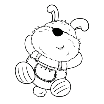 Cartoon rabbit wearing overalls is relaxed sleeping outline doodle png